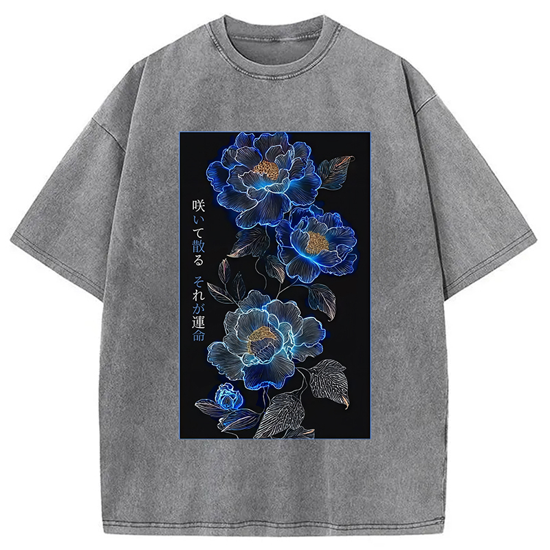 The Sea Of Flowers In The Darkness Washed T-Shirt Unique Aesthetic Fashion Tee Gifts For Friends