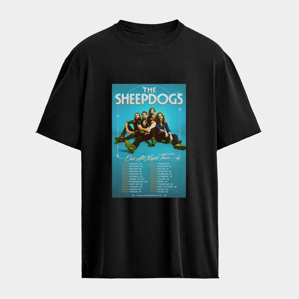 The Sheepdogs Out All Night Tour 2026 T-Shirts Sheepdogs Merch Gifts For Music Enthusiasts