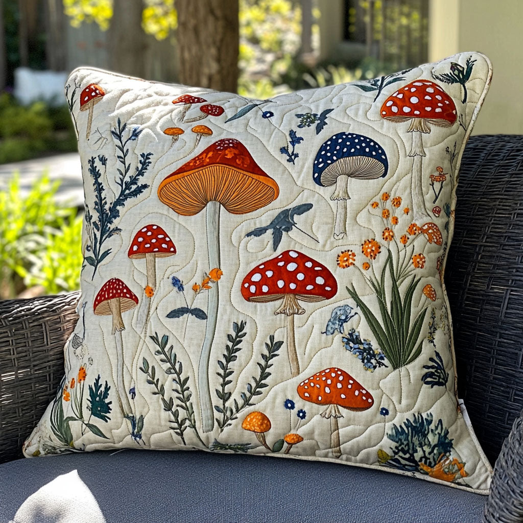 The Shroom Haven Quilted Pillow Case Decorative Throw Pillow Covers Mushroom Presents