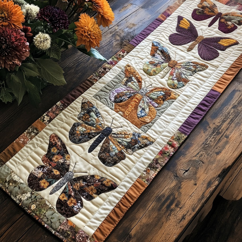 The Silent Flutter Quilted Table Runner Dinner Table Decor Gifts With Butterfly Theme