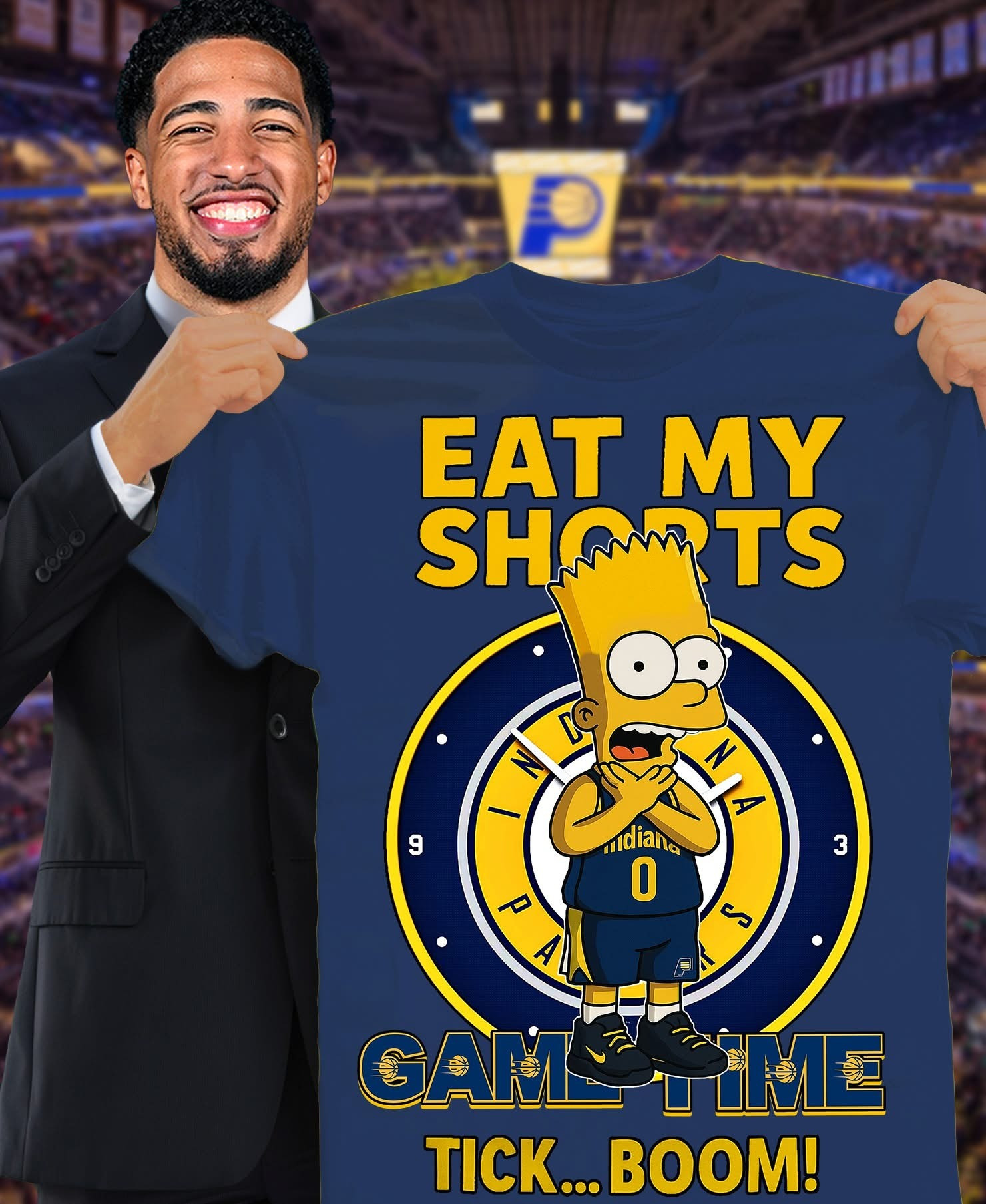 The Simpsons Choke Indiana Pacers T-Shirt Eat My Shorts Game Time Rick Boom Funny Tee