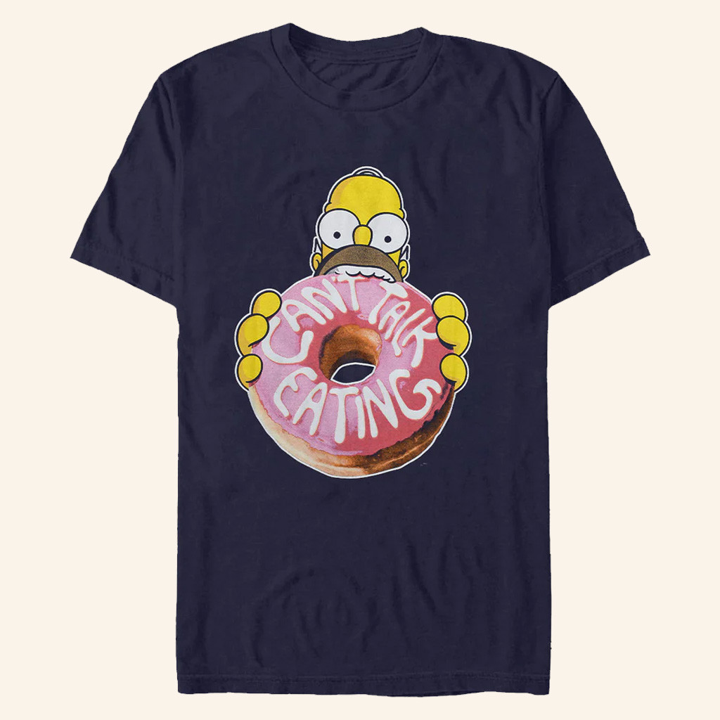 The Simpsons Merch Donut T-Shirt Can't Talk Eating Shirt Unique Gifts For Him