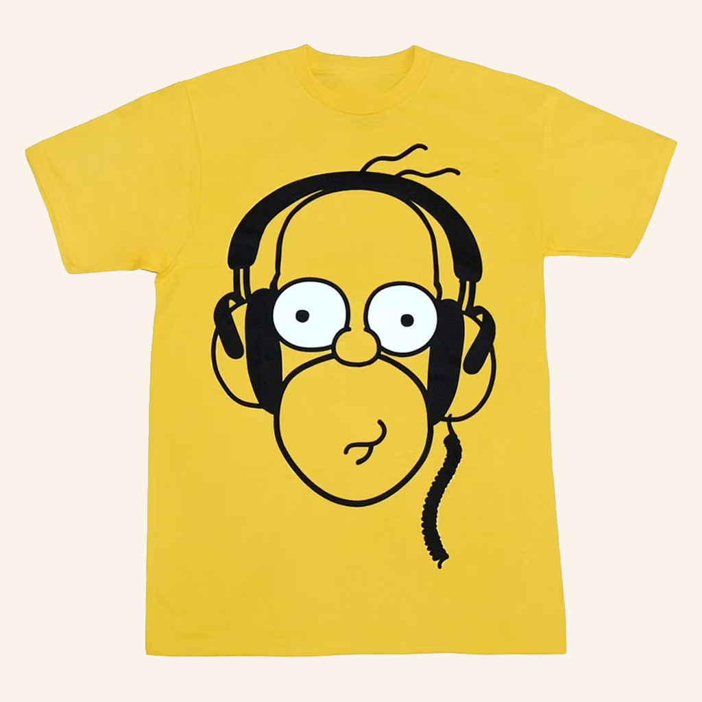 The Simpsons Merch Homer With Headphones Graphic T-Shirt Gifts For Boyfriend