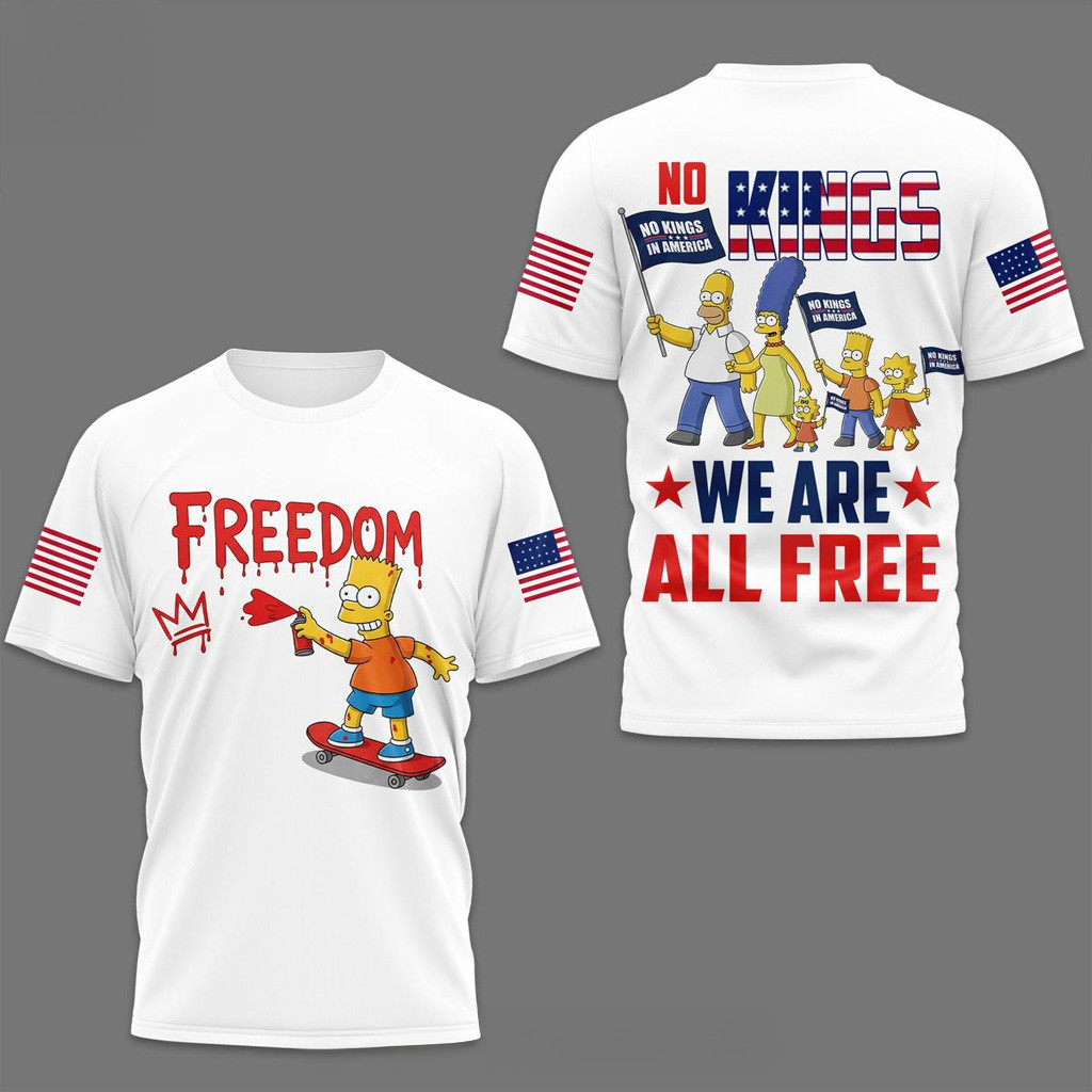 The Simpsons No Kings We Are All Free Shirt The Simpsons Merch Cool Gifts For Him