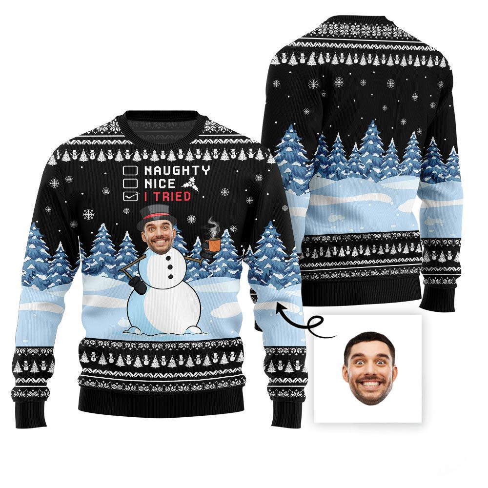 The Snowman Custom Face Ugly Sweater Christmas Ideas For Girlfriend