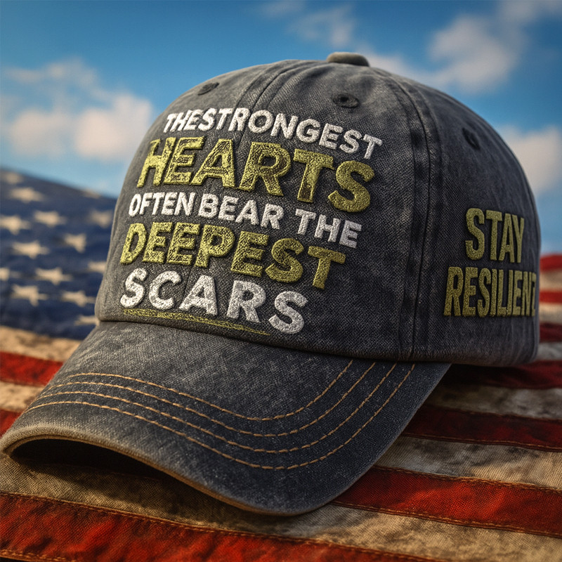 The Strongest Hearts Often Bear The Deepest Scars Hat Veteran Cap Patriotic Present Ideas