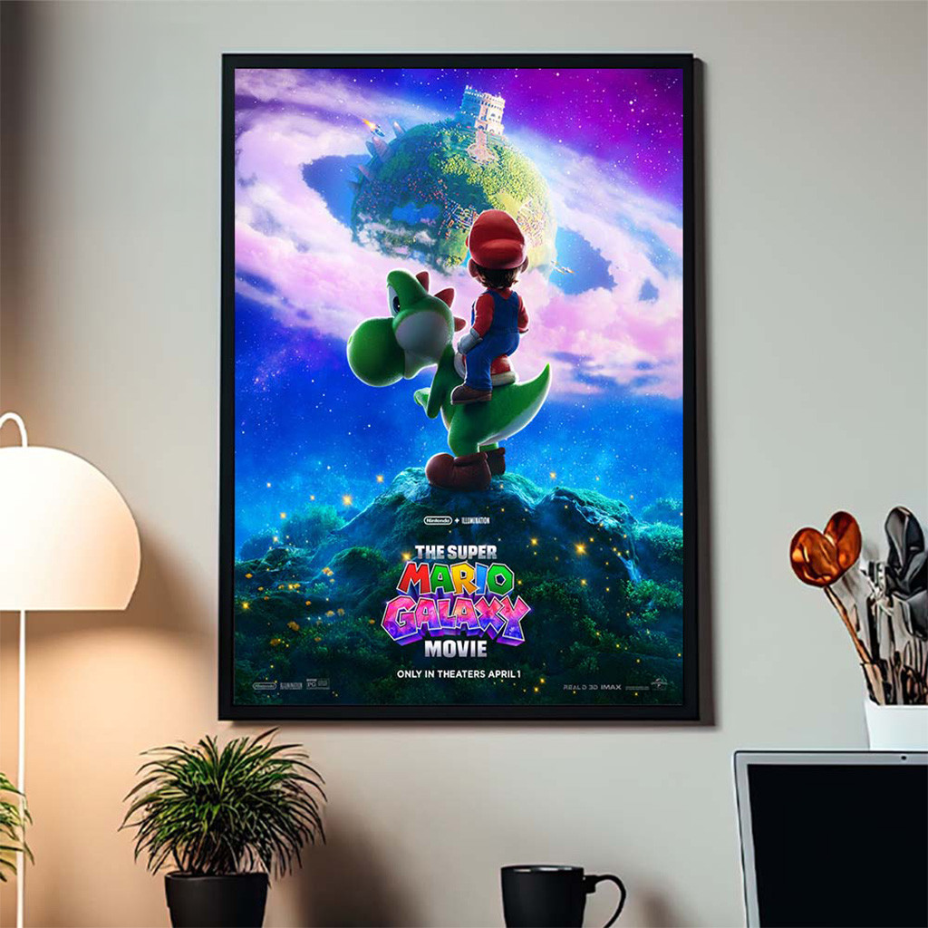 The Super Mario Galaxy Movie New Poster Mario Riding Yoshi Poster Home Decor