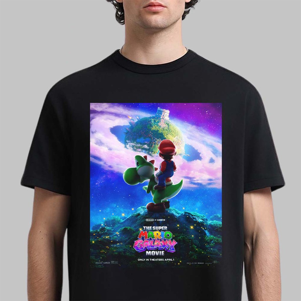 The Super Mario Galaxy Movie New Poster Mario Riding Yoshi T-Shirt Gifts For Son The Super Mario Galaxy Movie New Poster Mario Riding Yoshi T-Shirt Gifts For Son