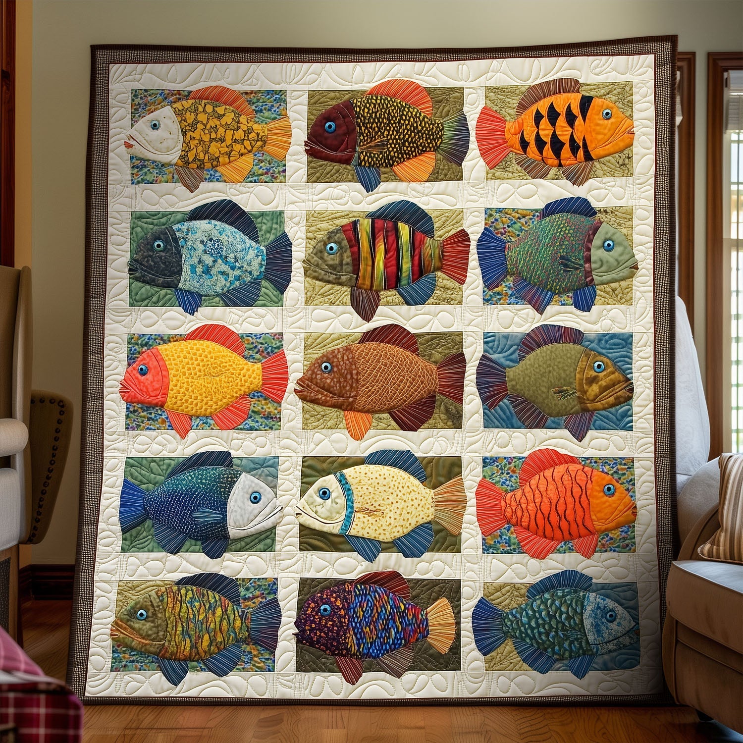 The Tackle Box Club Quilted Blanket Xmas Holiday Ocean Beach Themed Presents