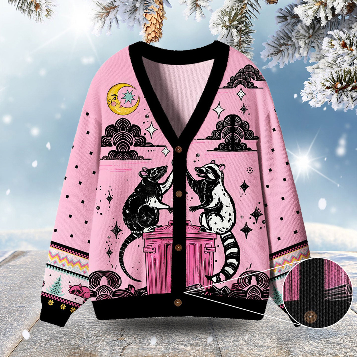 The Team Trash Opossum Tarot Ugly Cardigan Sweaters Christmas Clothes Mother Daughter Gifts