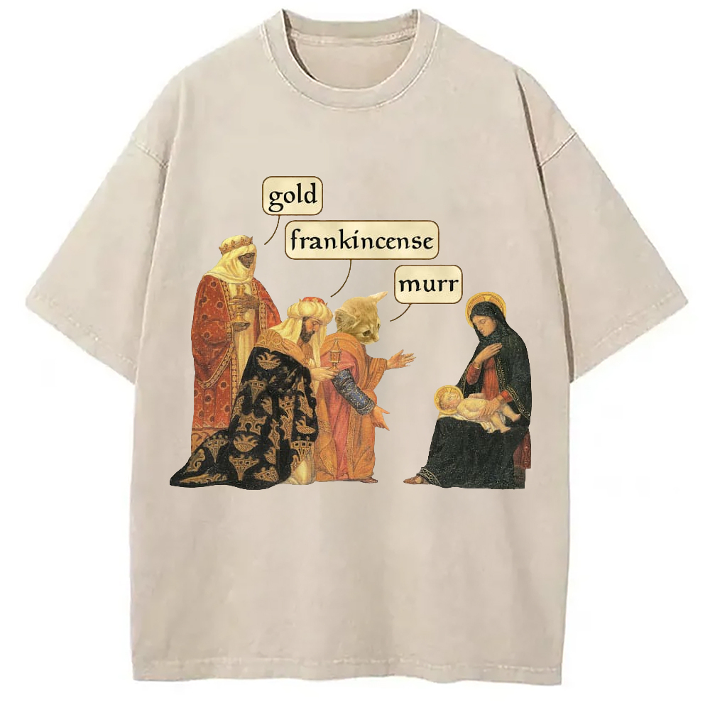 The Third Wise Cat Washed T-Shirt Unisex Streetwear Graphic Style Gifts For Sister