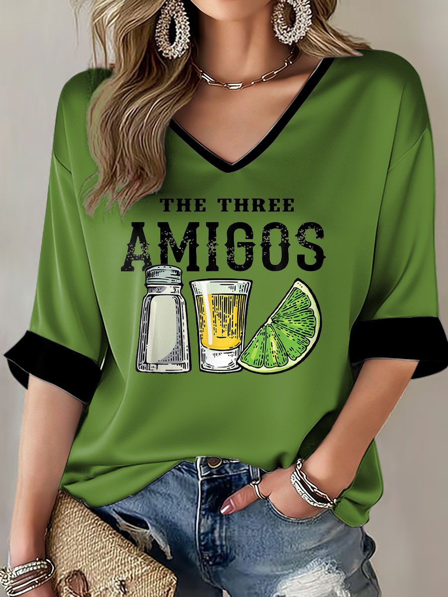 The Three Amigos V-Neck Long Sleeve Shirt Cinco De Mayo Mexican Fiesta Party Merch Gift Ideas