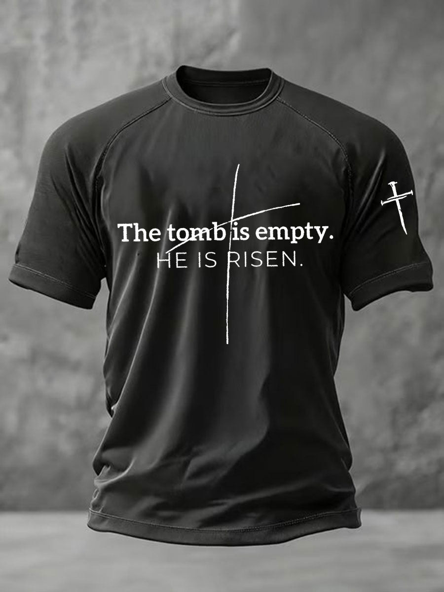 The Tomb Is Empty He Is Risen Christian T-Shirt Cross Faith Shirt Religious Gift for Men