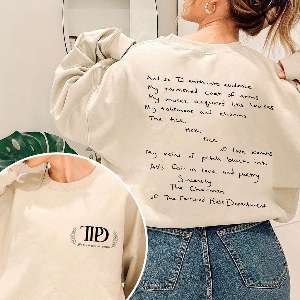 The Tortured Poets Department TTPD Lyrics Sweatshirt Swifties Merch Gifts For Her