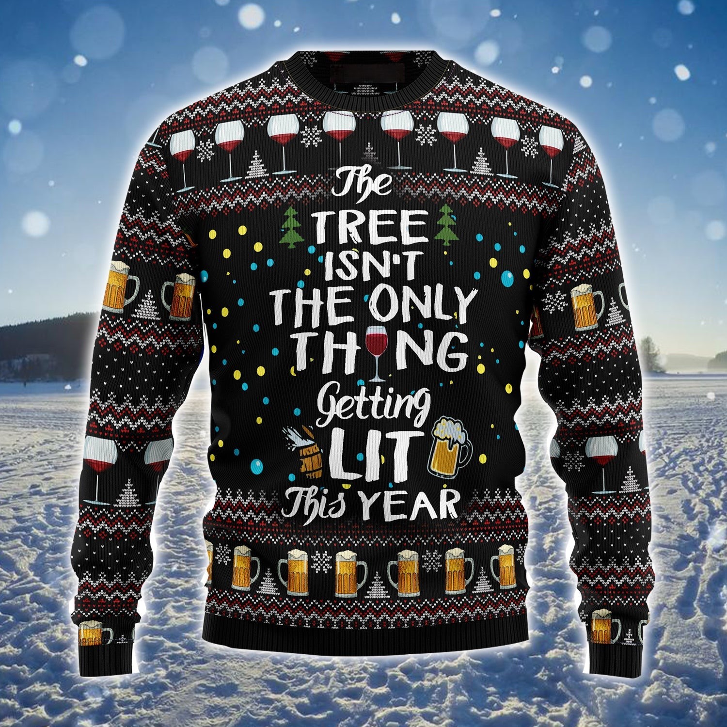 The Tree Isn't The Only Thing Ugly Holiday Sweater Getting Lit Jumper Gifts For Who Like Beer