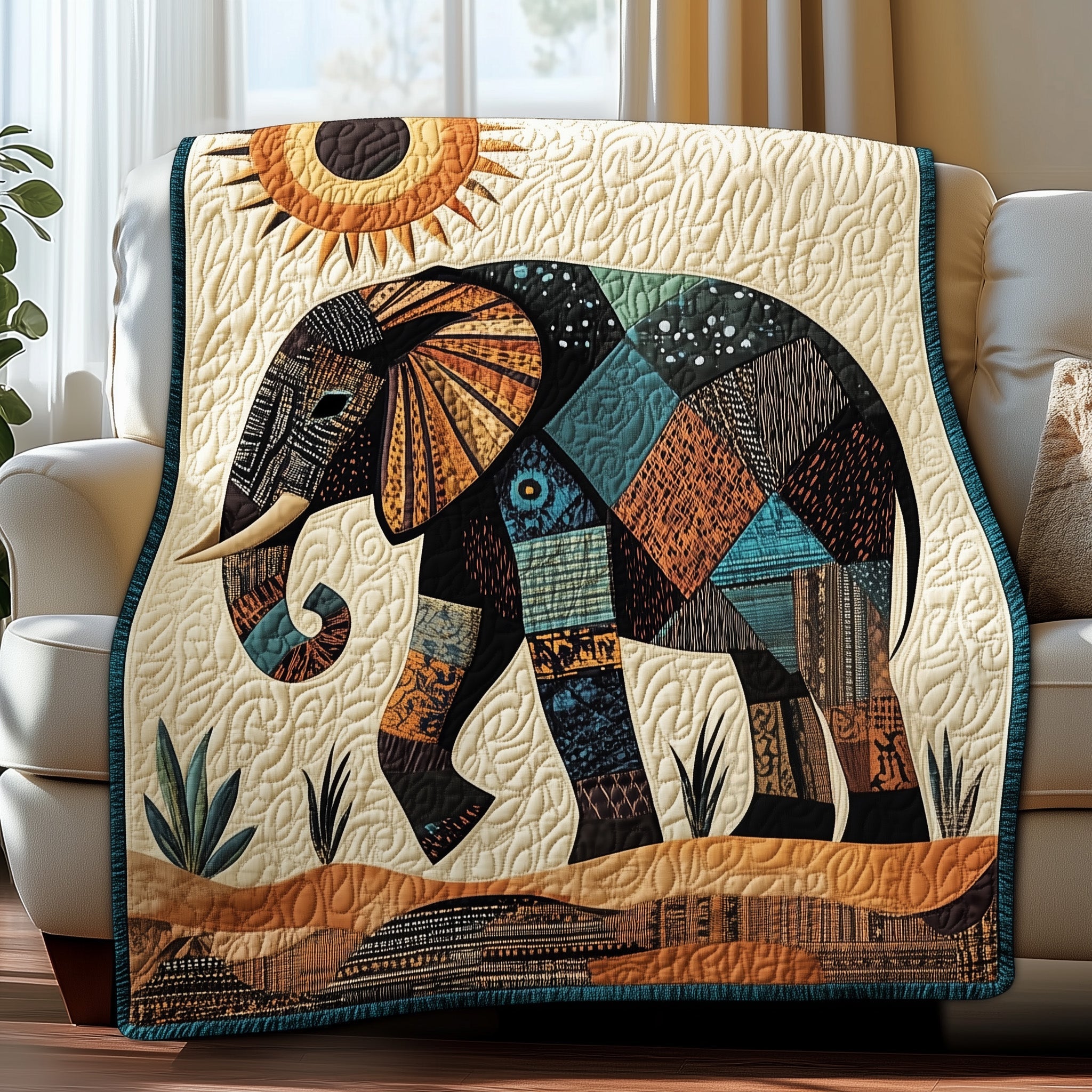 The Tribal Elephant Quilted Blanket Nice Throw BlanketElephant Related Gifts