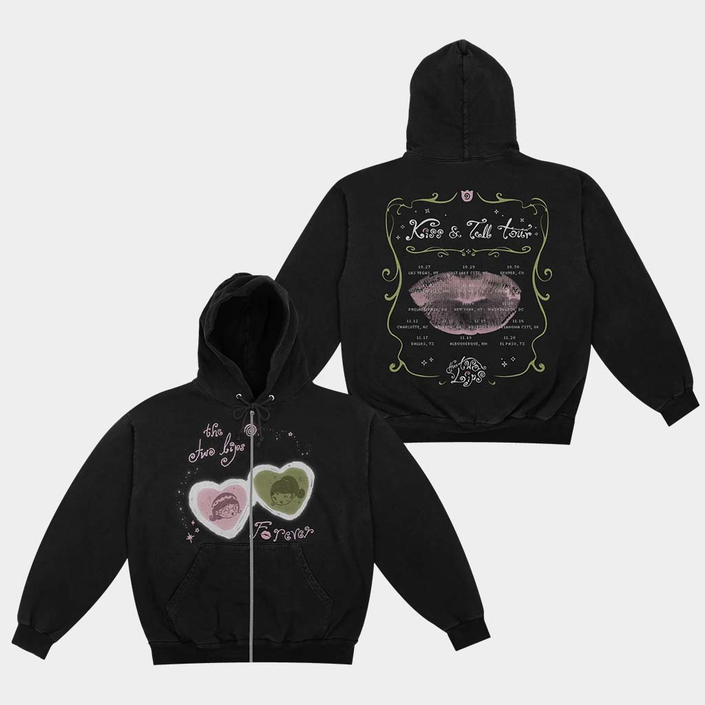 The Two Lips Merch The Two Lips Tour Black Zip Up Hoodie Gifts For Pop Duo Fans