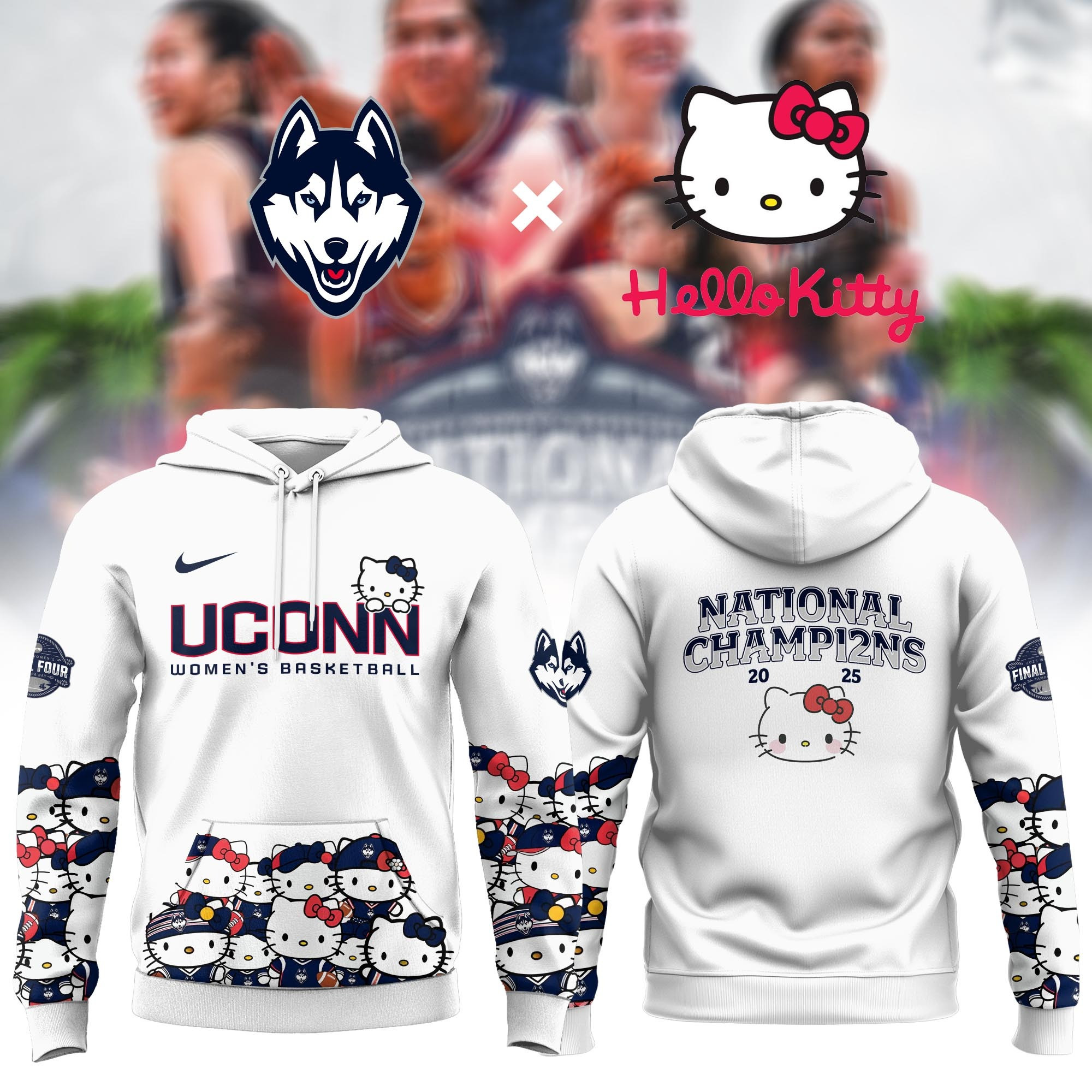 The UConn Women's Basketball x Hello Kitty Hoodie Gifts For Basketball Lovers