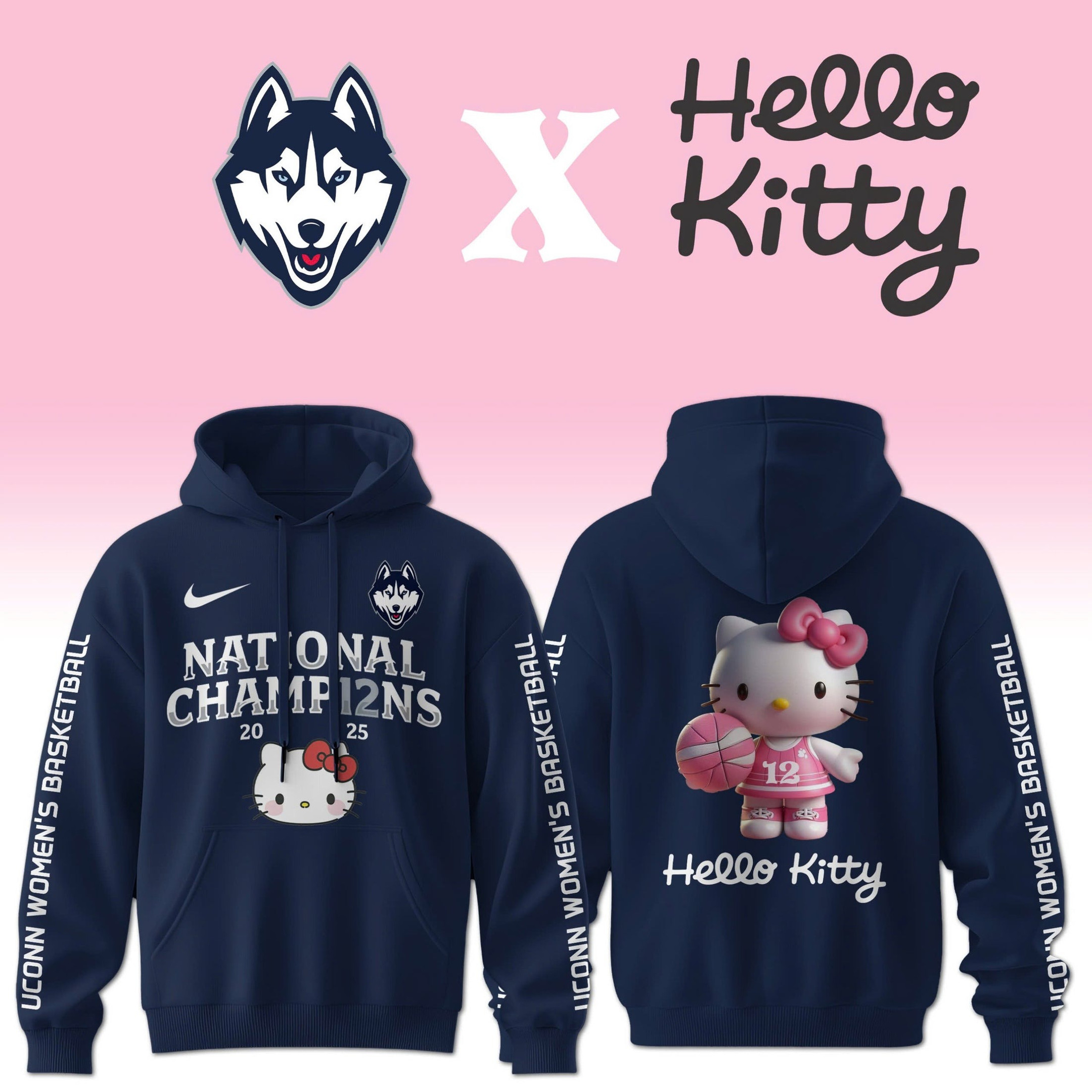 The UConn Women's Basketball x Hello Kitty T-Shirt Good Basketball Fan Gift Ideas
