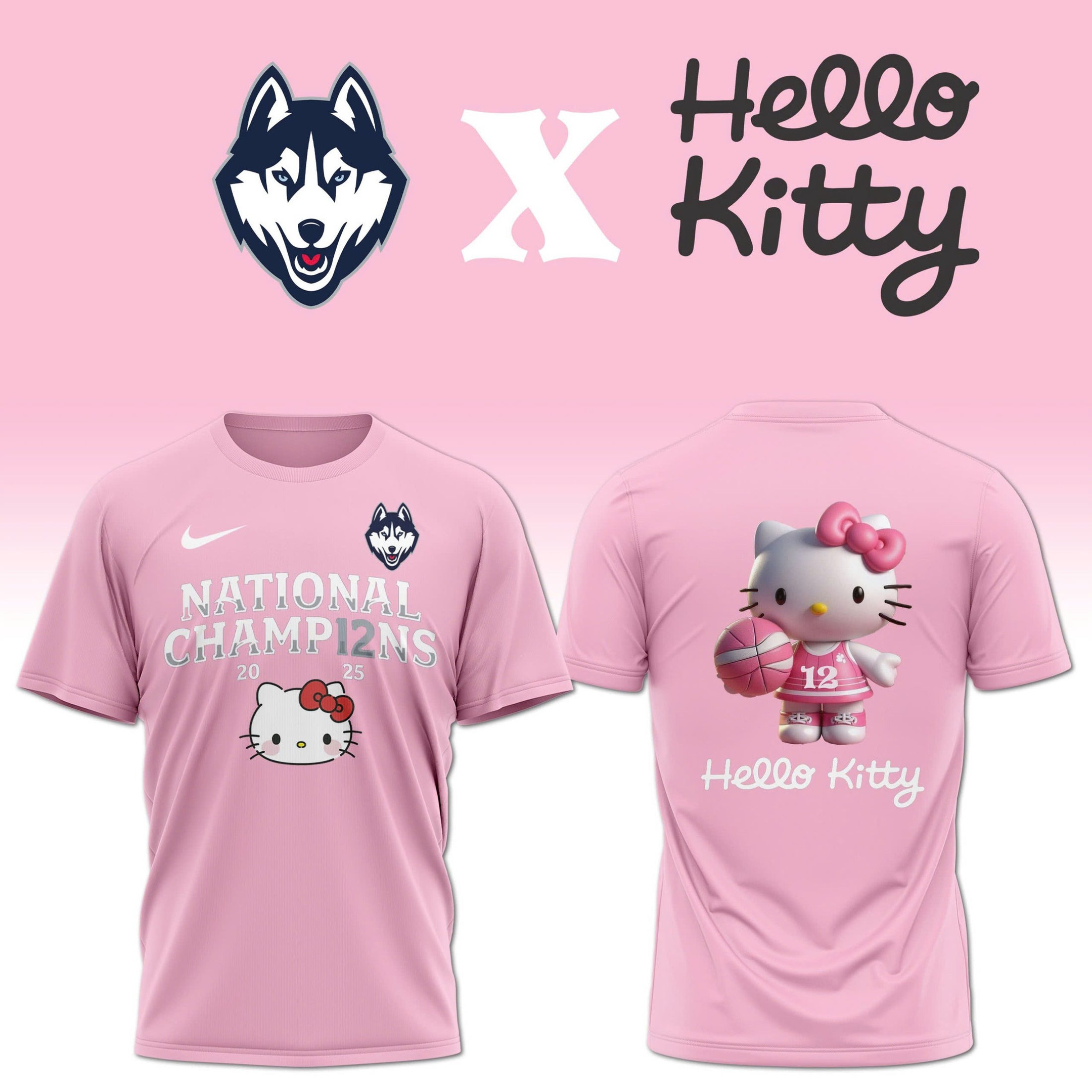 The UConn Women's Basketball x Hello Kitty T-Shirt Present Gifts For Basketball Lovers