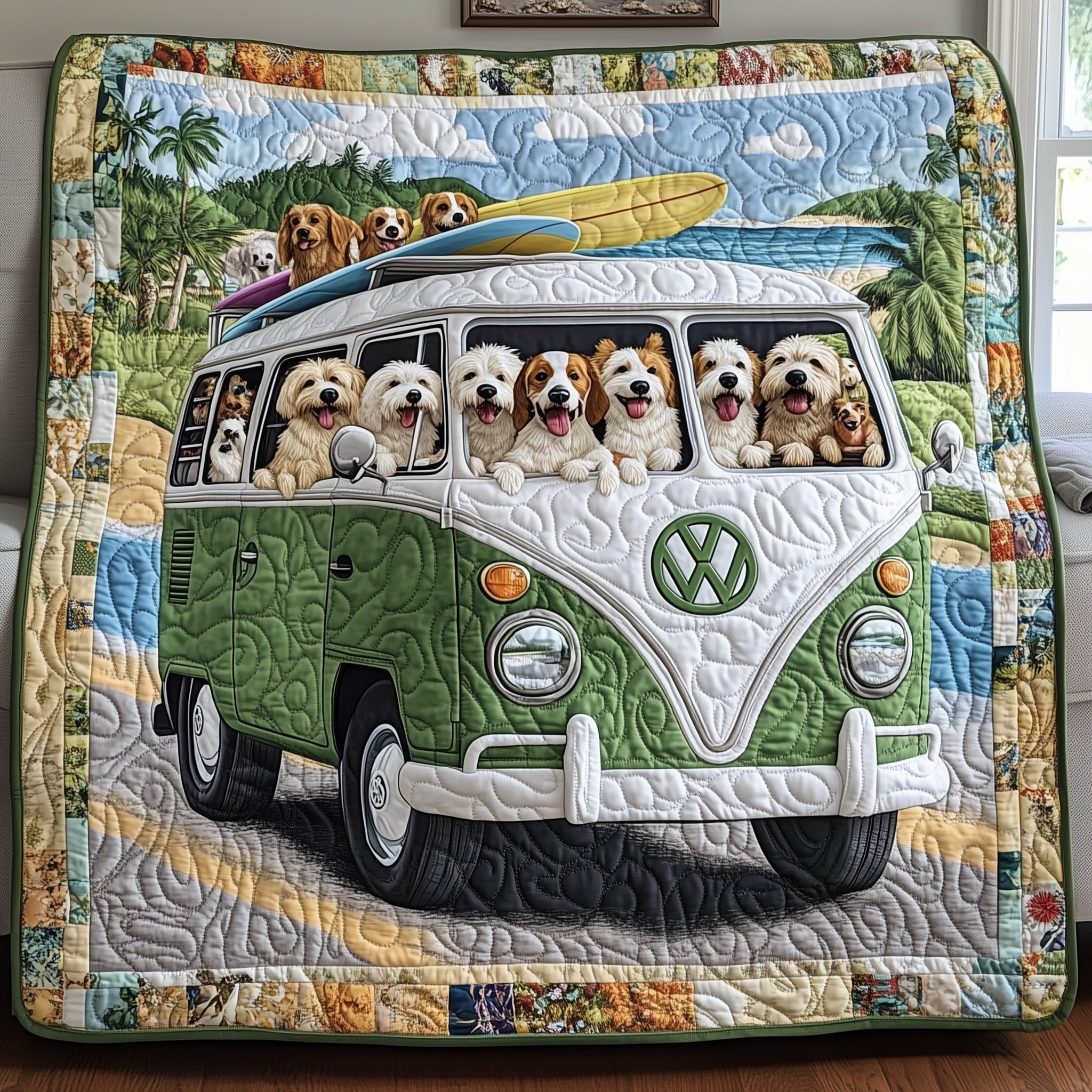 The Ultimate Dog Vacation Quilted Blanket Cute Bed BlanketDog Mom Mother's Day Gifts