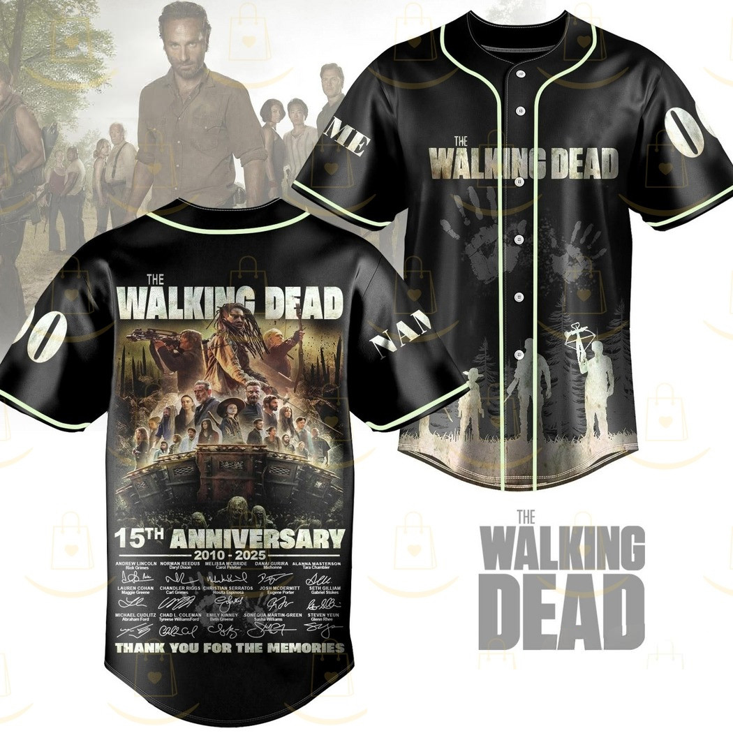The Walking Dead 15th Anniversary 2010-2025 Signature Thank You For The Memories Baseball Jersey