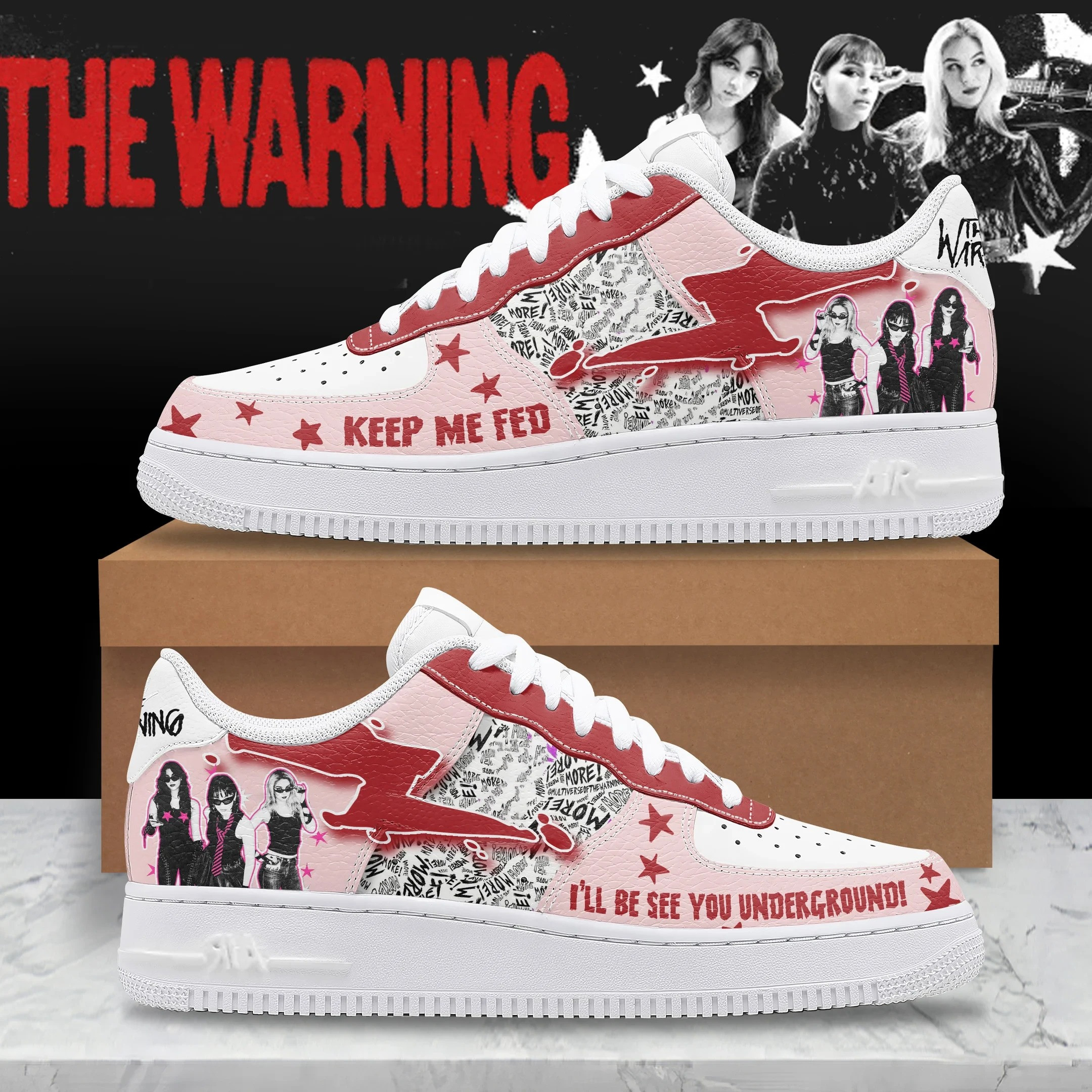 The Warning Keep Me Fed AF1 Shoes Gifts For Music Lovers
