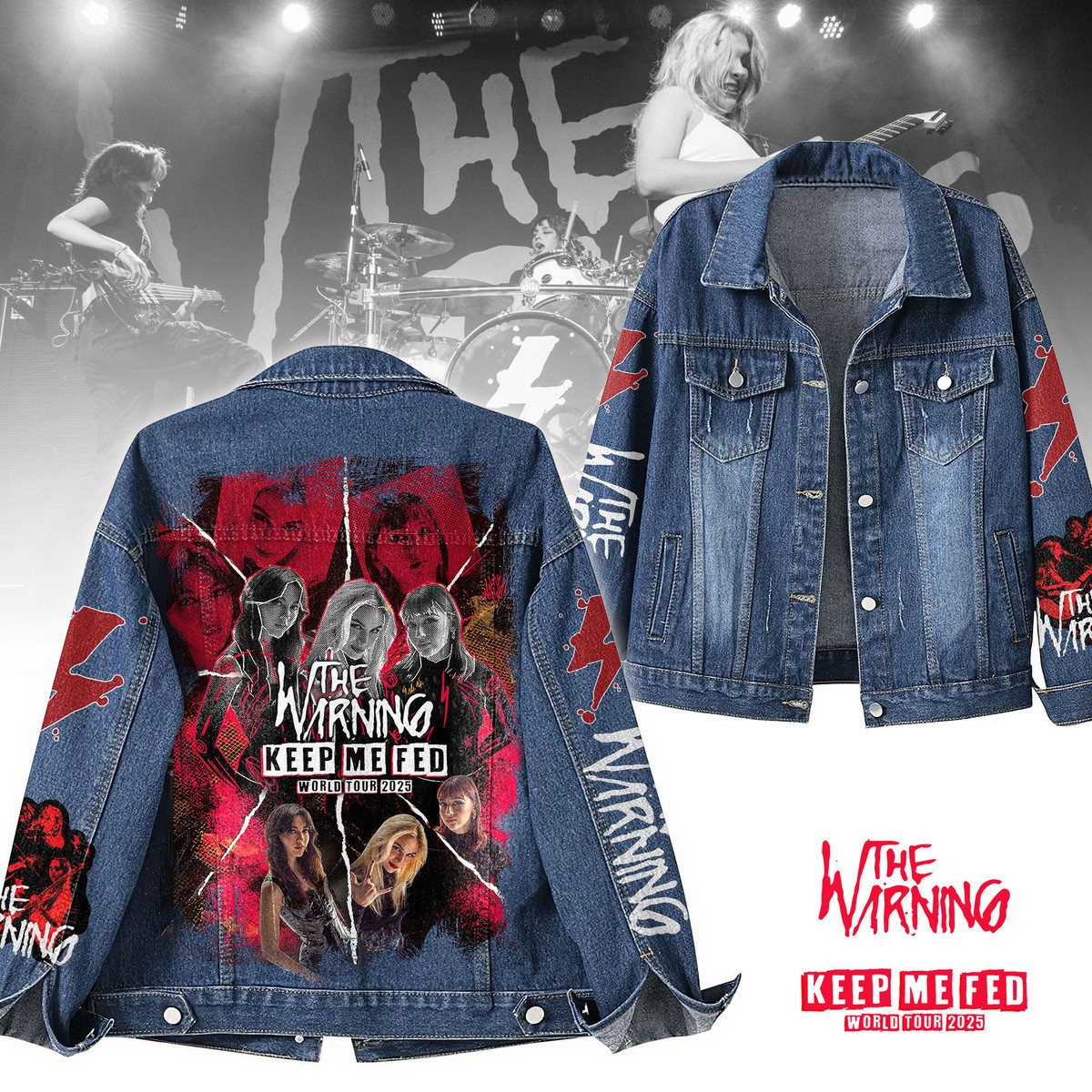 The Warning Keep Me Fed World Tour 2025 Denim Jacket Gifts For Music Enthusiasts