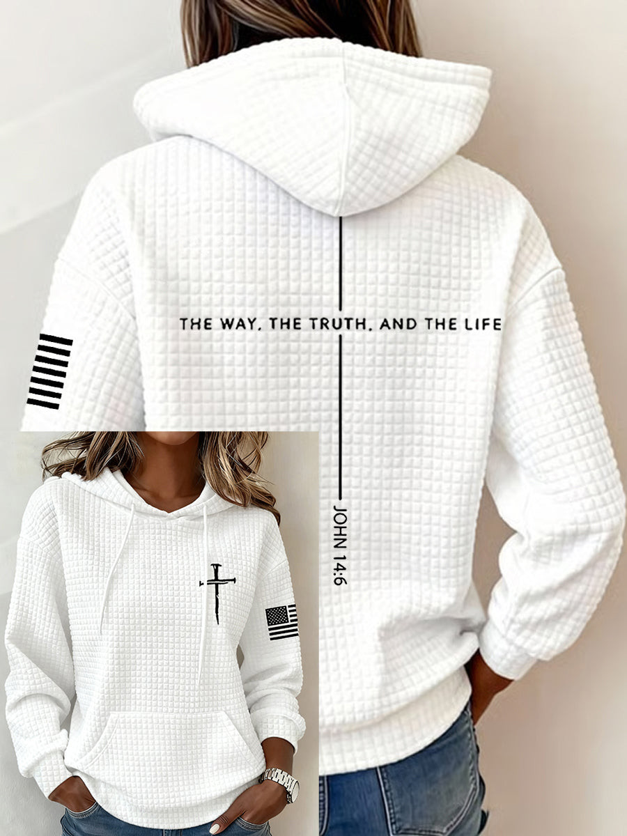 The Way And The Truth And The Life Waffle Hoodie Women's Christian Clothes Gift For Her