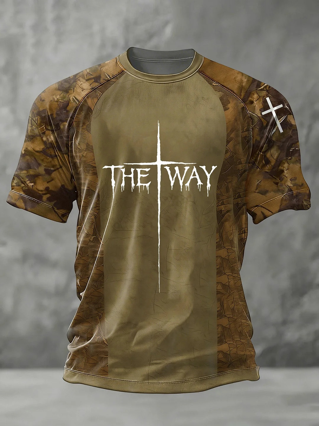 The Way Cross Camo Graphic T-Shirt Men Christian Faith Apparel Tees Best Gift For Men