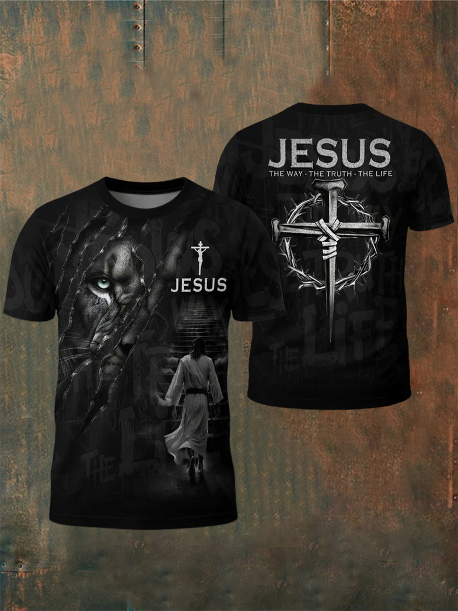 The Way The Truth The Life T-Shirt Cross Jesus Lion Merch Gift For Men