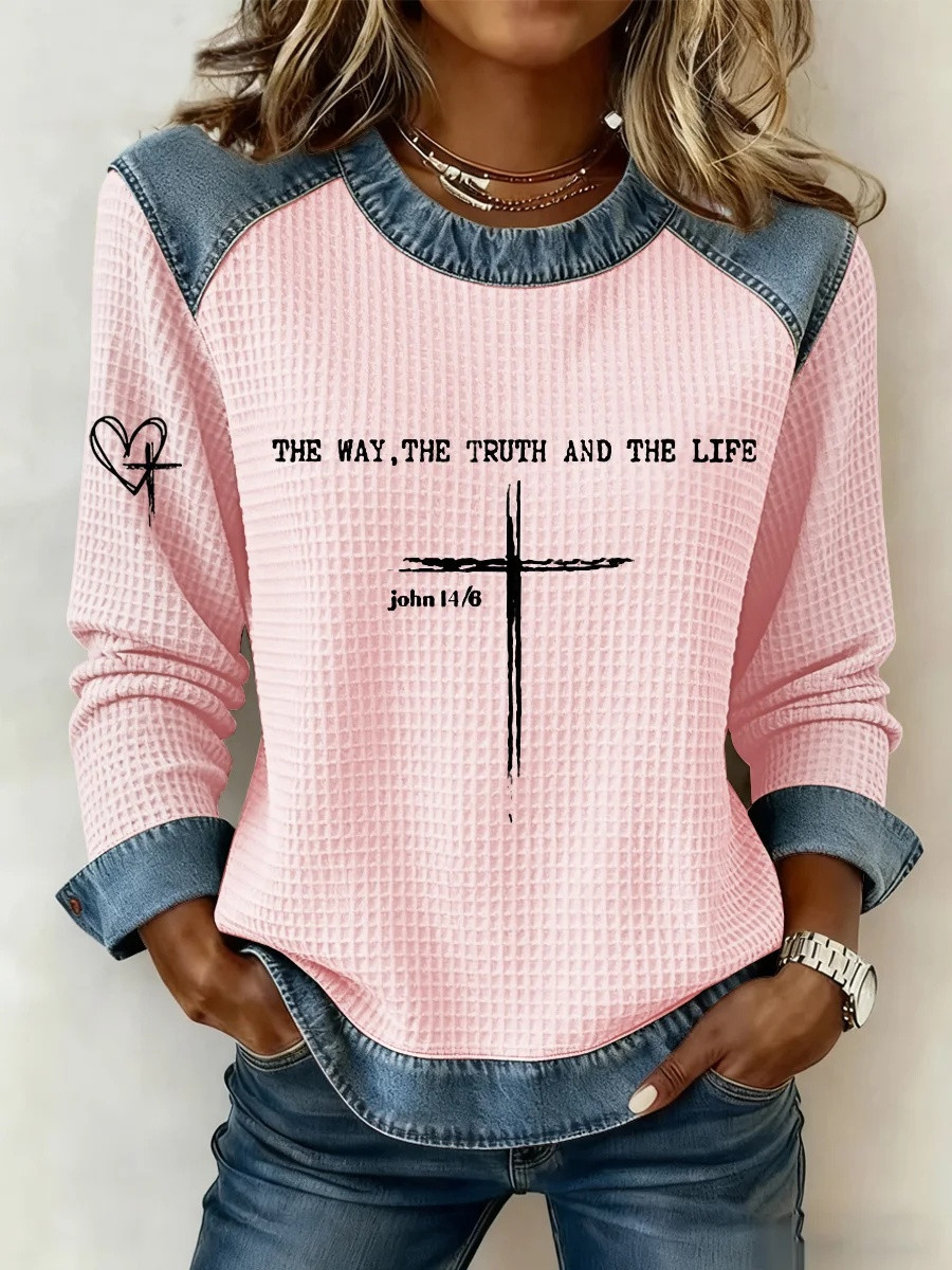 The Way Truth Life Cross Sweatshirt Women Christian Faith Apparel Cute Shirts Best Gift