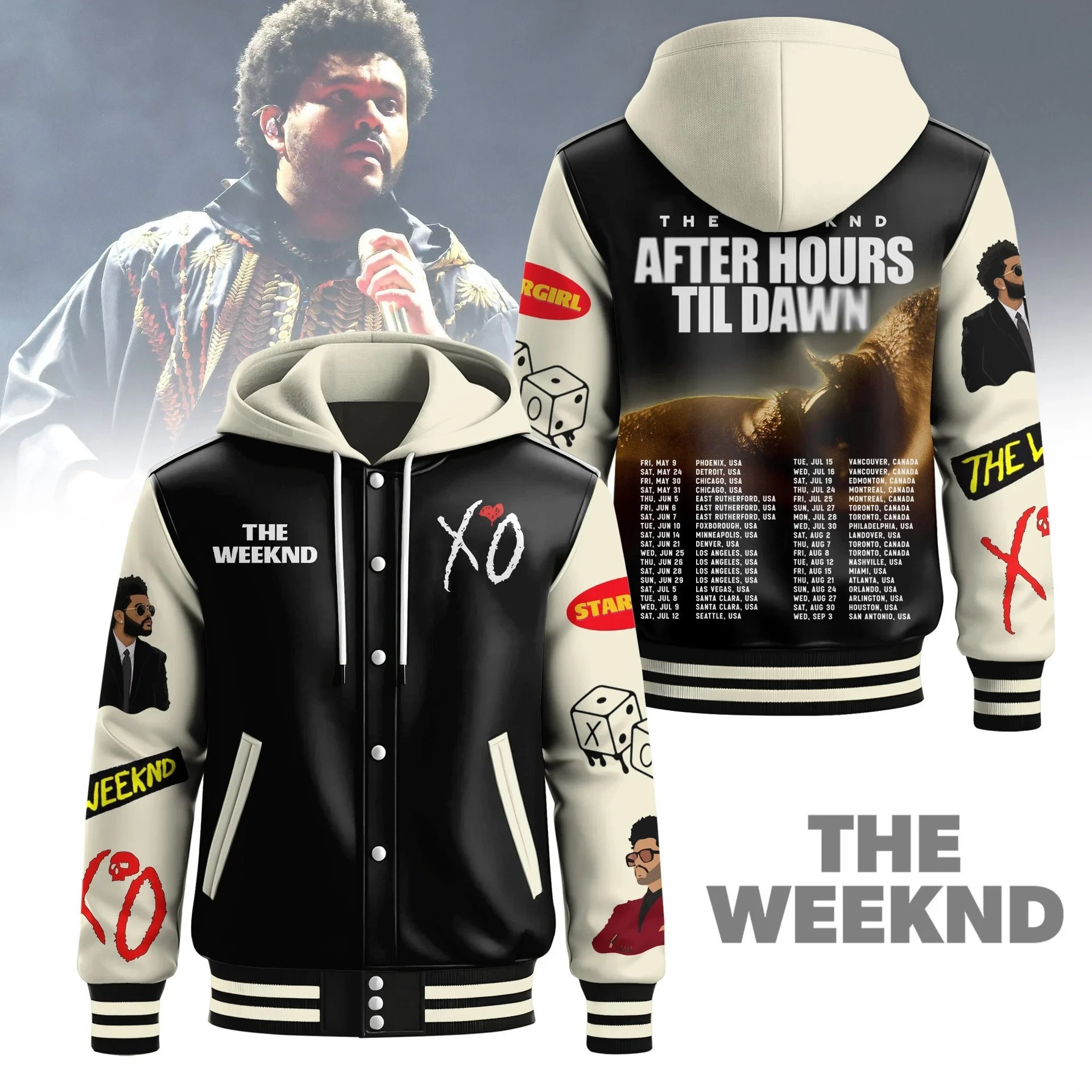 The Weeknd After Hours Til Dawn Hooded Baseball Jacket Gift Ideas For Music Lovers