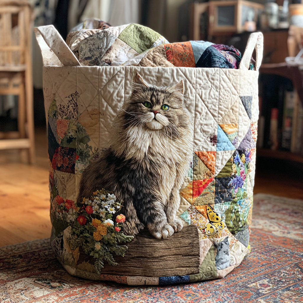 The Whisker Crew Quilted Laundry Basket Elegant Quilted Laundry Tote Gift for Daily Organization