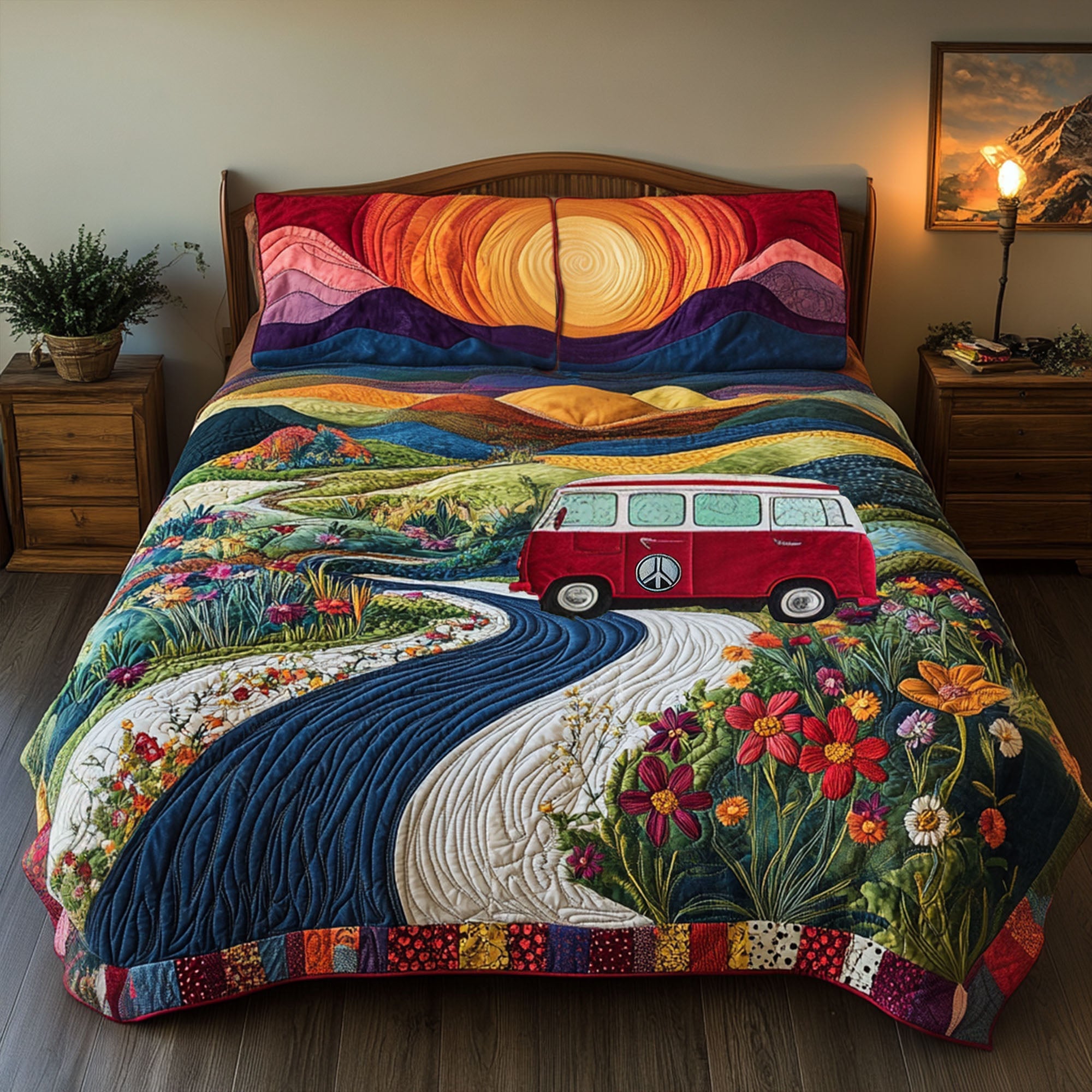 The Wildflower Route Quilted Bedding Set Best Bedspread Set Unique Gifts For Hippies