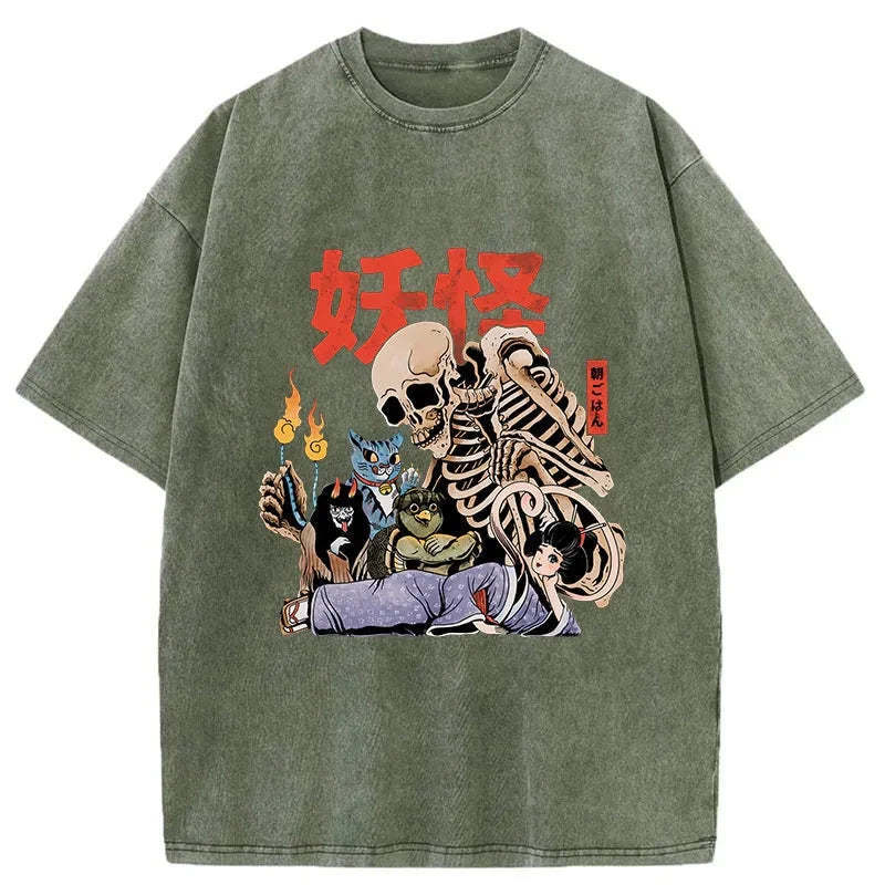 The Yokai Club Washed T-Shirt Casual Oversized Outfit Style Gifts For Him The Yokai Club Washed T-Shirt Casual Oversized Outfit Style Gifts For Him