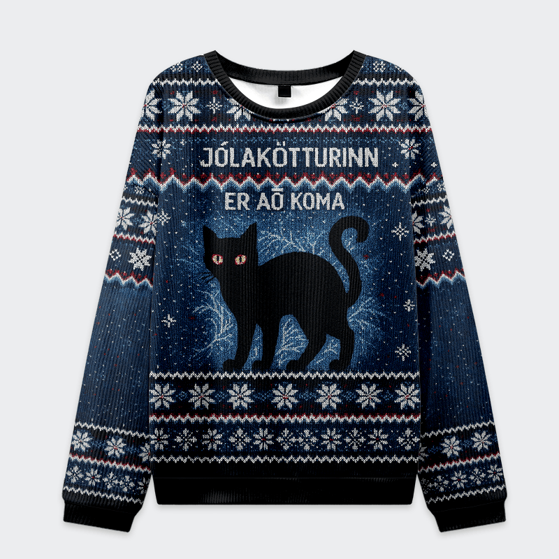The Yule Cat is Coming Christmas Ugly Sweater Funny Christmas Jumper Womens
