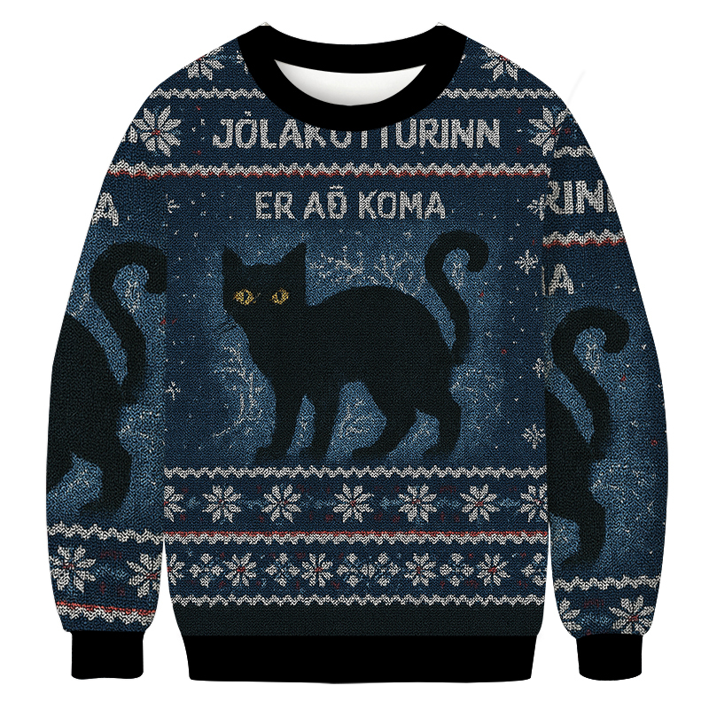 The Yule Cat is Coming Christmas Ugly Sweatshirt Funny Christmas Holiday Sweater Gift Ideas
