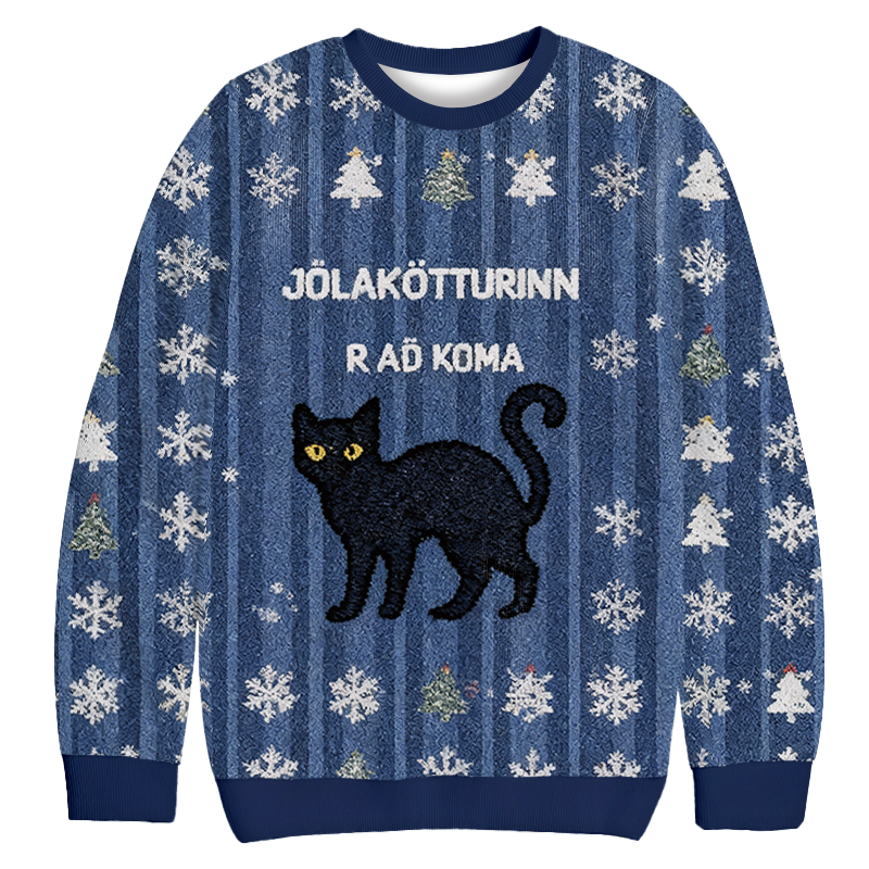 The Yule Cat is Coming Funny Christmas Ugly Sweatshirt Holiday Lounge Wear Top Gift Ideas