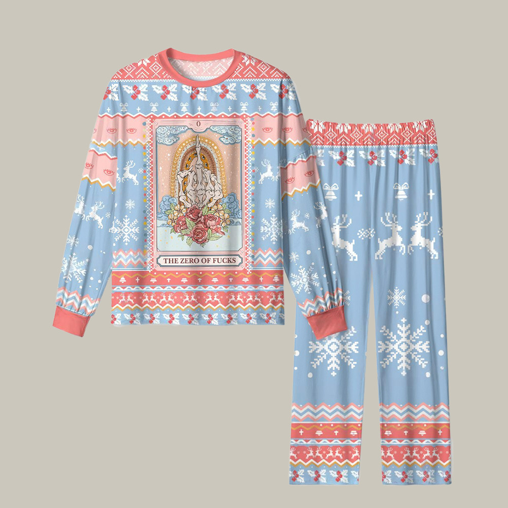 The Zero Of Fcks Tarot Christmas Pajamas Holiday Clothing Tarot Reader Xmas Gifts