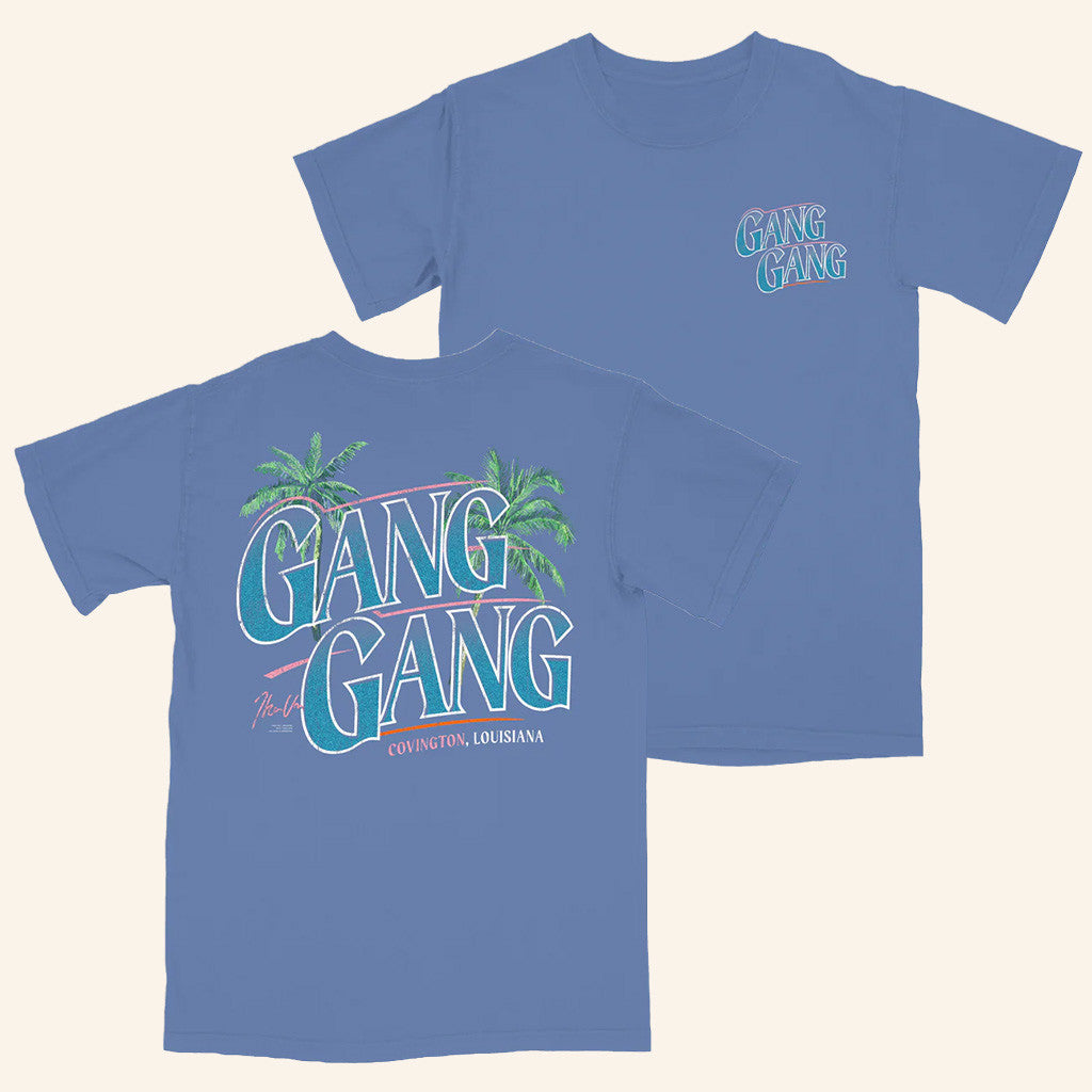 Theo Von Merch Gang Gang Palm Tree Periwinkle T-Shirt Unique Gifts For Husband Theo Von Merch Gang Gang Palm Tree Periwinkle T-Shirt Unique Gifts For Husband