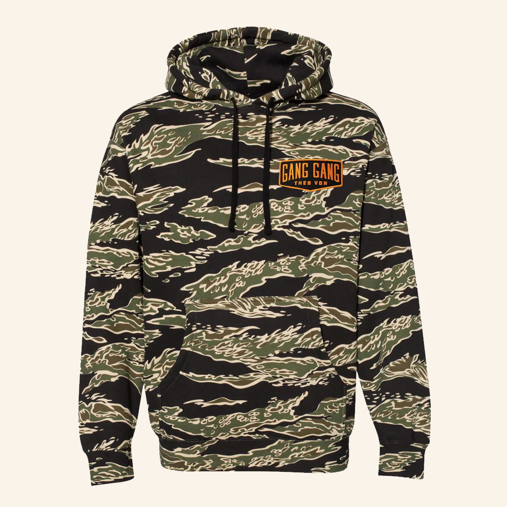Theo Von Merch Gang Gang Tiger Camo Hoodie Christmas Gifts For Boyfriend Theo Von Merch Gang Gang Tiger Camo Hoodie Christmas Gifts For Boyfriend