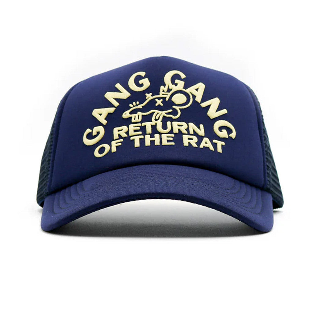 Theo Von Merch Gang Gang Trucker Hat Navy Embroidered Gifts For Friends Theo Von Merch Gang Gang Trucker Hat Navy Embroidered Gifts For Friends