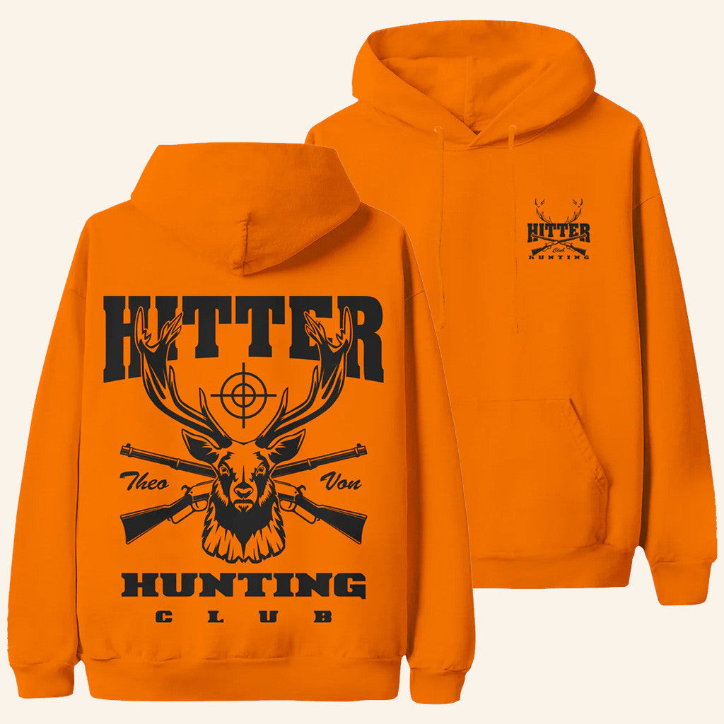 Theo Von Merch Hitter Hunting Club Orange Hoodie Gifts For Deer Hunters Theo Von Merch Hitter Hunting Club Orange Hoodie Gifts For Deer Hunters