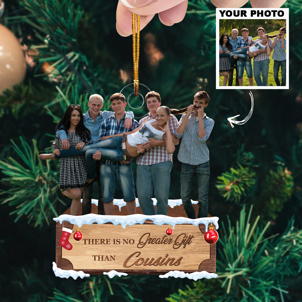 There Is No Greater Gift Than Cousins Personalized Photo Mica Ornament Christmas Gift