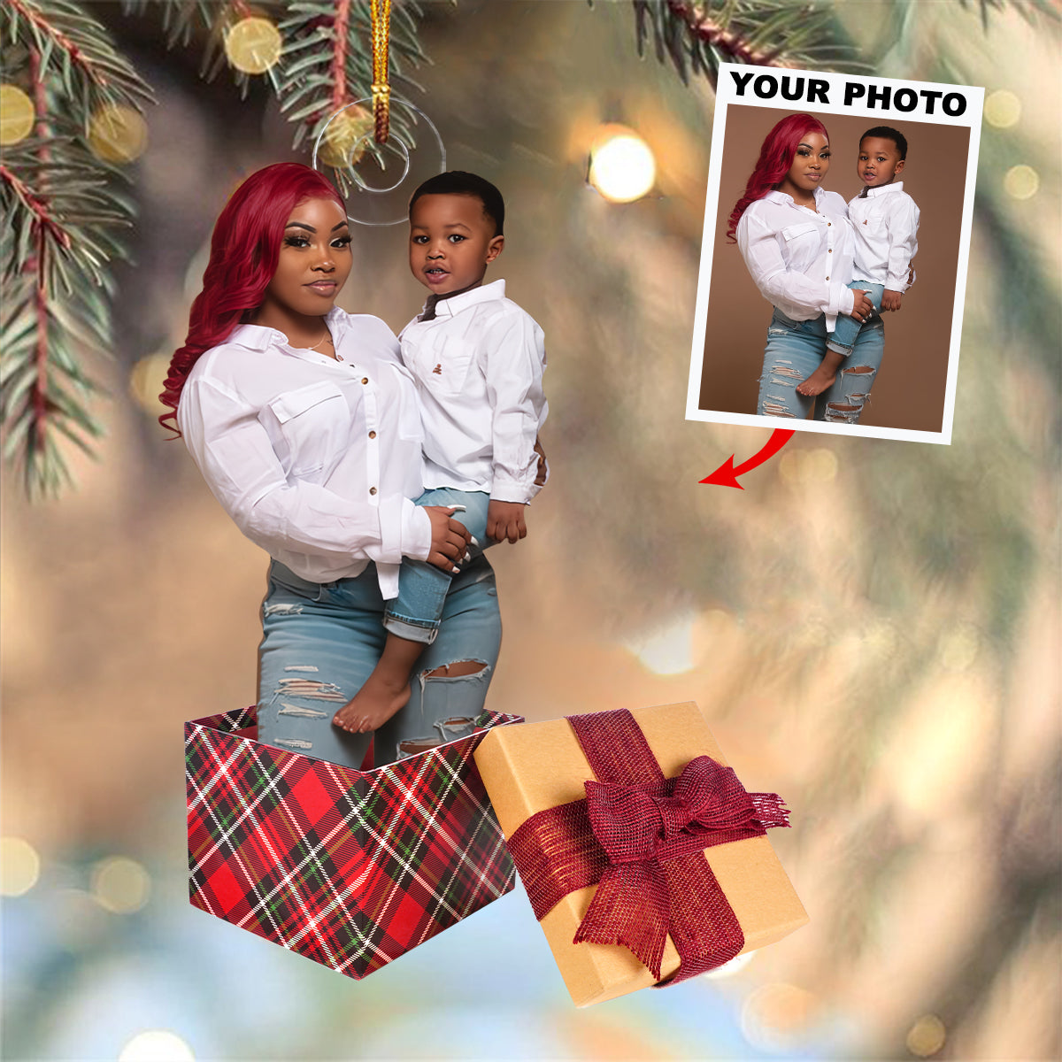 There Is No Greater Gift Than Family Custom Photo Mica Ornament Christmas Birthday Gift