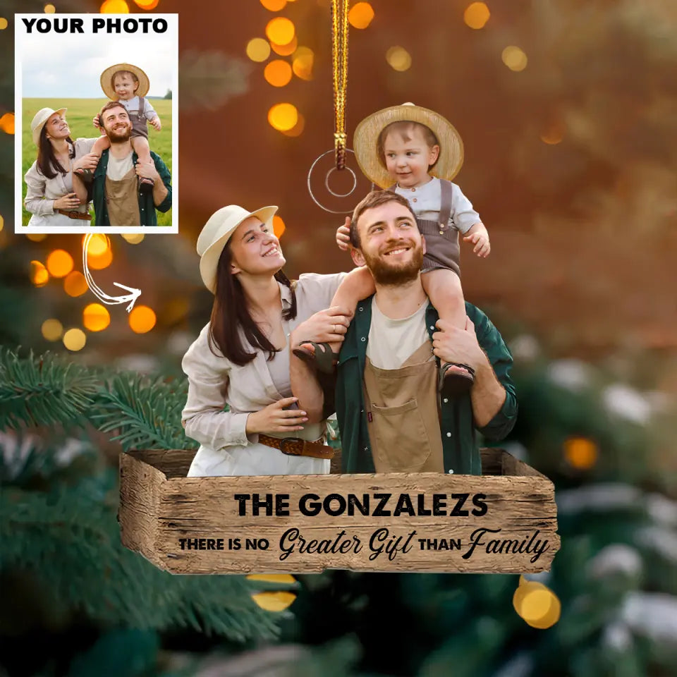 There Is No Greater Gift Than Family Personalized Custom Photo Mica Ornament Christmas