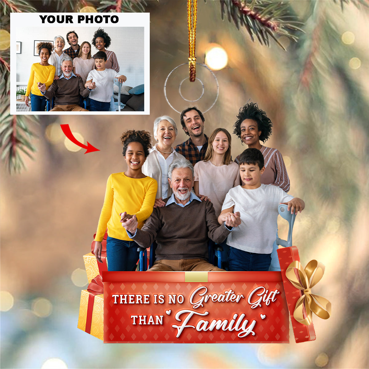 There Is No Greater Gift Than Family Personalized Photo Mica Ornament Christmas Gift