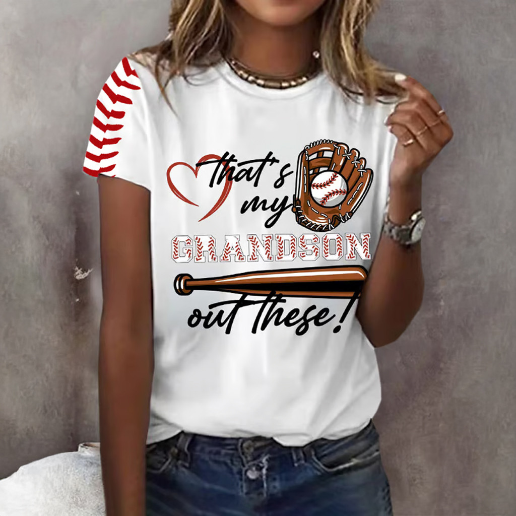 There's My Grandson Out There Baseball T-Shirt Game Day Clothes Gifts For Mother