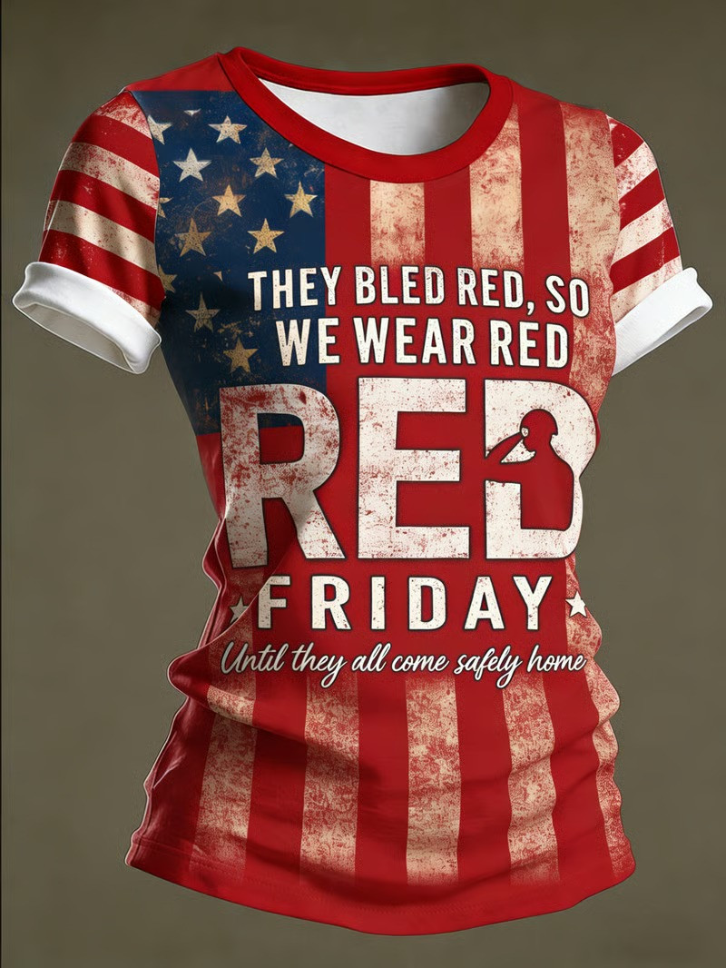 They Bled Red So We Wear Red Friday T-Shirt Patriotic Military Shirt Best Gift For Veteran Supporters